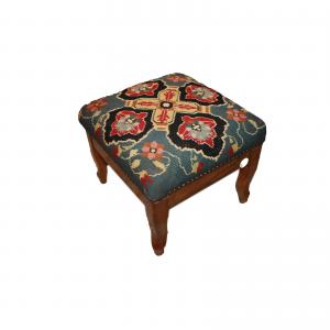 French Directoire style Walnut wood pouf